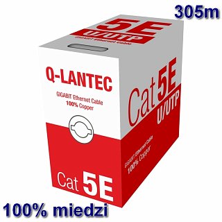 Kabel UTP Q-LANTEC kat. 5e 305m - drut, 100% miedź