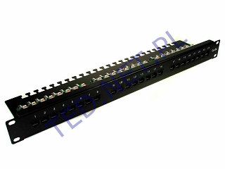 Patch panel UTP 19" 24 porty kat.5e (z organizerem kabli)