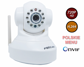 Kamera IP Foscam FI9818W - 1Mpix, audio, WiFi, podczerwień, obrotowa (Pan/Tilt) - biała