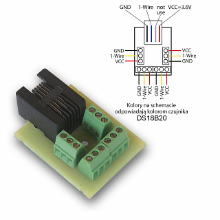 Splitter śrubowy czujnika DS18B20 - do kontrolera LAN