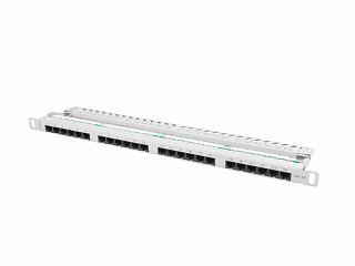 Patch panel UTP 19" Lanberg 24 porty 0.5U kat.5e (szary, z organizerem kabli)