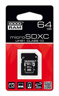 Karta pamięci microSDXC 64GB GOODRAM UHS1 class 10 + adapter