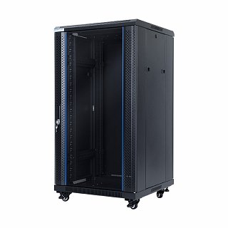 Szafa rack START.LAN 19" 22U/600x600mm drzwi szklane, stojąca, czarna (STLFSC-22U-66-GSB)