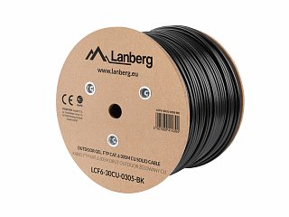 Kabel FTP Lanberg kat. 6 zewnętrzny, żelowany 305m (LCF6-30CU-0305-BK) - Fluke Passed
