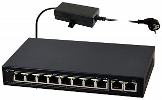 Switch PoE Pulsar S108 - 10 portowy, 8 portów PoE 802.3af, 2 porty Uplink