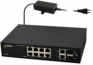 Switch PoE Pulsar SF108-60W - 10 portowy, 8 portów PoE 802.3af, 2 porty Gigabit, 2 porty SFP