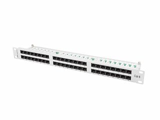 Patch panel UTP 19" Lanberg 48 portów 1U kat.6 (szary, z organizerem kabli)