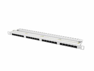 Patch panel UTP 19" Lanberg 24 porty 0.5U kat.6 (szary, z organizerem kabli)