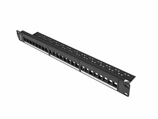 Patch panel 19" Lanberg 24 porty, pusty, czarny z organizerem kabli (PPKS-1024-B)