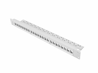 Patch panel 19" Lanberg 24 porty, pusty, szary z organizerem kabli (PPKS-1024-S)