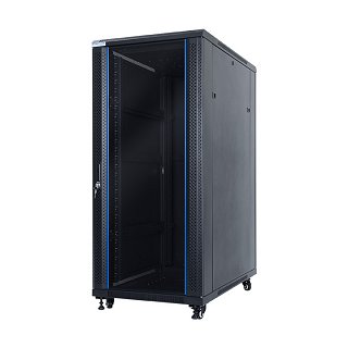 Szafa rack START.LAN 19" 27U/600x1000mm drzwi szklane, stojąca, czarna (STLFSC-27U-610-GSB)