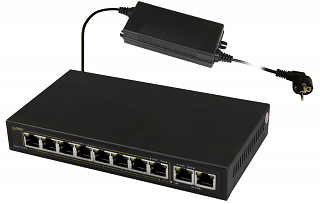 Switch PoE Pulsar SG108-90W - 10 portowy, 8 portów PoE 802.3af Gigabit, 2 porty Uplink Gigabit