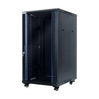 Szafa rack START.LAN 19" 22U/600x800mm drzwi szklane, stojąca, czarna (STLFSC-22U-68-GSB)