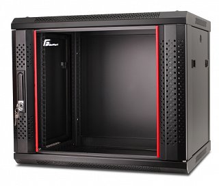 Szafa rack GetFort 19" 9U/450mm drzwi szklane, wisząca, czarna (WGF09-64EH-WGB)