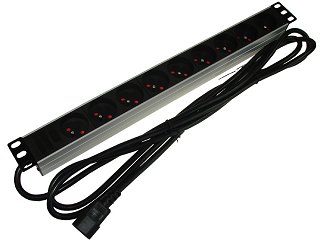 Listwa zasilająca do szafy rack 19" - 9 gniazd, wyłącznik - wtyk IEC - 3m