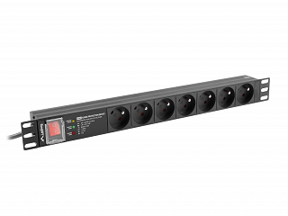 Listwa zasilająca do szafy rack 19" Lanberg - przeciwprzepięciowa - 7 gniazd PL - 2m (PDU-PRO-07E-0200-BK)