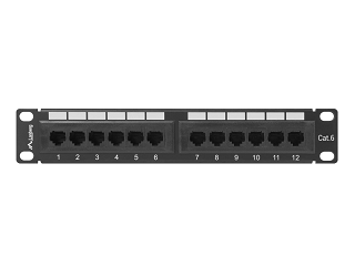 Patch panel UTP 10" Lanberg 12 portów kat.6 czarny (PPU6-9012-B)