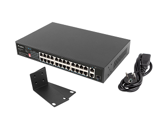 Switch Lanberg RSFE-24P-1GE1C-250 - 24x PoE+, 1x Gigabit + 1x Combo Uplink, Rack 19"