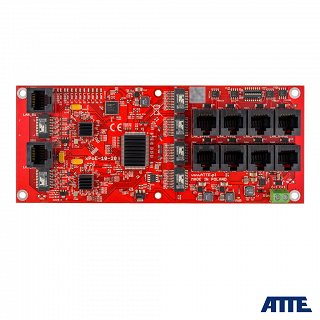 Switch PoE ATTE xPoE-10-20-OF - 10 portów (8x10/100Mbit PoE + 2xGigabit Uplink), niezarządzalny, bez zasilacza, do zabudowy