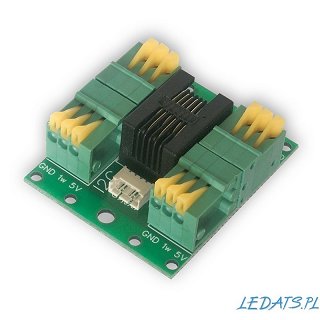 Splitter RJ12 (1-Wire/I2C) czujnika DS18B20, zaciski sprężynowe - do kontrolera LAN