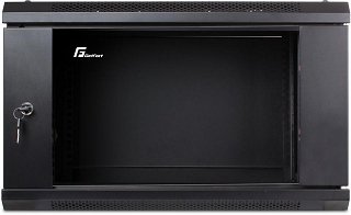 Szafa rack GetFort 19" 6U/450mm ECO v2 drzwi szklane, wisząca, czarna (WGF06-64E-WGBv2)