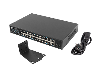 Switch Lanberg RSGE-24P-2GE-2S-250 - 24x Gigabit PoE+, 2x Gigabit + 2x SFP Uplink, Rack 19"