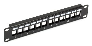 Patch panel 10" 12 portów, pusty, czarny