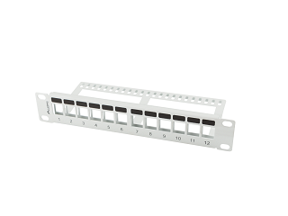 Patch panel 10" Lanberg 12 portów, pusty, szary z organizerem kabli (PPKS-9112-S)