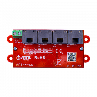 Switch PoE ATTE APT-4-11 (1xPoE IN, 3xPoE OUT, extender sygnału Ethernet)