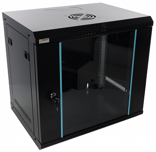 Szafa rack Pulsar 19" 9U/540x400mm drzwi szklane, wisząca, czarna (RWA954-B)