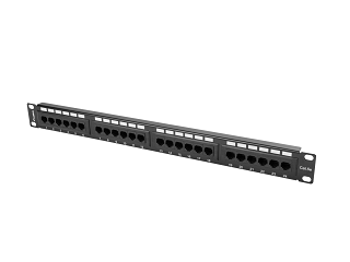 Patch panel UTP 19" Lanberg 24 porty 1U kat.5e (czarny)