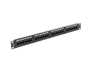 Patch panel UTP 19" Lanberg 24 porty 1U kat.6 (czarny)