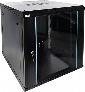 Szafa rack Pulsar 19" 12U/600x600mm drzwi szklane, wisząca, czarna (RWA1266-B)