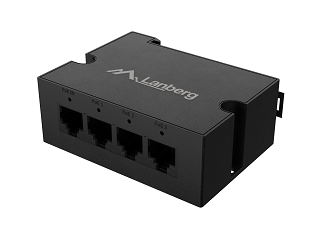 Switch/extender PoE Lanberg DIN-GE4-BT-90W - 1x PoE IN, 3x PoE OUT, Gigabit, na szynę DIN