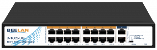 Switch BEELAN B-1602-UG - 16x PoE+, 2x Gigabit Uplink, Rack 10"/19"